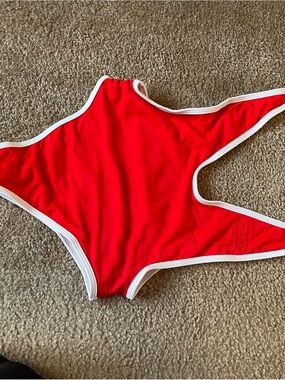 Chooks LA Red One-Piece Swimsuit with White Trim